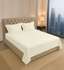 Off White Solid 400 TC Cotton King Sized Bedsheet with 2 Pillow Covers