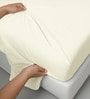 Off White Solid 400 TC Cotton Single Sized Bedsheet with 1 Pillow Cover