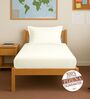Off white Solid 400 TC Cotton Single Sized Fitted sheet with 1 Pillow Cover