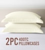 Off white Solid 400 TC Cotton Standard Sized 2 Pillow Covers