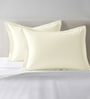 Off white Solid 400 TC Cotton Standard Sized 2 Pillow Covers