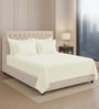 Off white Solid 400 TC Cotton Super King Sized Bedsheet with 4 Pillow Covers