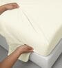 Off white Solid 400 TC Cotton Super King Sized Bedsheet with 4 Pillow Covers