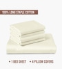 Off white Solid 400 TC Cotton Super King Sized Bedsheet with 4 Pillow Covers