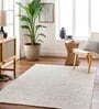 Off White Solid Pet Yarn 8 x 10 Feet Hand Woven Carpet