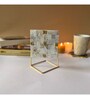 Off White Square Stone Table Clock