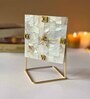 Off White Square Stone Table Clock