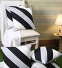 White Polyester Striped 16x16 inches Cushion Cover (5Pc)