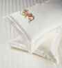 Off White Striped Bedsheet With Solid, Embroidery Pillows 800 TC Cotton King Double Bedsheet With 2 Pillow Covers