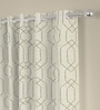 off White Velvet foil print 9ft Regular Eyelet Long Door Curtains (2 Pc)