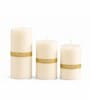 Off White Wax Pillar Candles Set Of 3