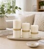Off White Wax Pillar Candles Set Of 3