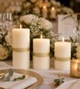 Off White Wax Pillar Candles Set Of 3