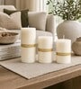 Off White Wax Pillar Candles Set Of 3