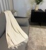 Off White 100% Cotton 50x90 Inches Sofa Throw