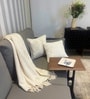 Off White 100% Cotton 50x90 Inches Sofa Throw