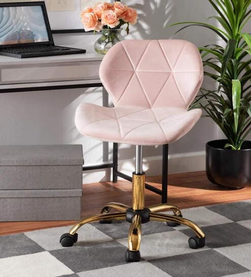 Oganza Guest Chair In Pink Velvet Finish
