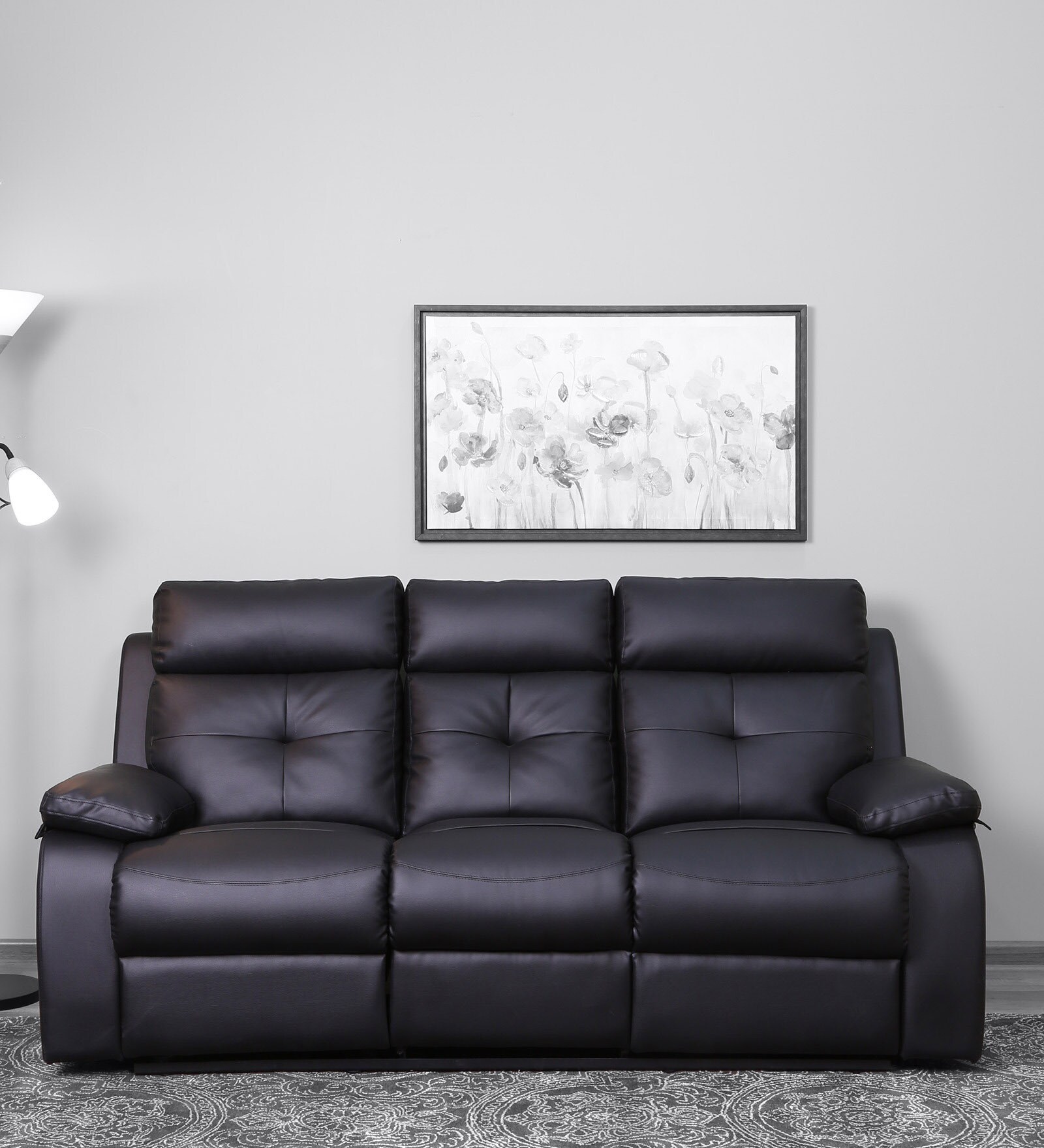 Ohio 3 Seater Recliner in Black Colour