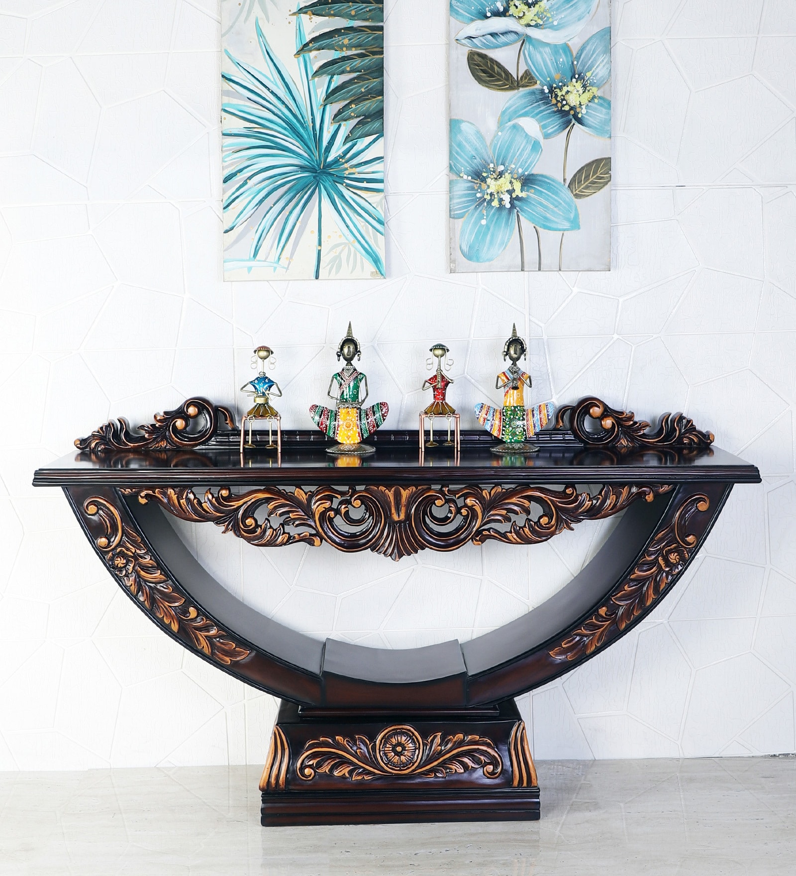 Ohsio Solid Wood Console Table in Brown Finish Ohsio Solid Wood Console Table in Brown Finish