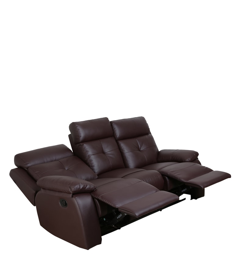 Buy Ohio Leatherette Manual 3 Seater Recliner In Brown Colour By Recliners India Online Manual 5623