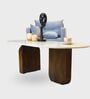 Ohana Natural Marble Minimalist Centre Table In Brown Finish