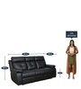 Ohio 3 Seater Recliner in Black Colour