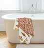 Oil Yellow Madhuban Floral Waffle Cotton 250 GSM Bath & Hand Towel Set