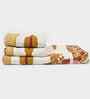 Oil Yellow Madhuban Floral Waffle Cotton 250 GSM Bath & Hand Towel Set
