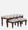 Ojal Upholstered Bench Set In Provincial Teak Finish