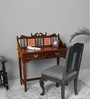 Ojasa Teak Wood Writing Table in Walnut Finish