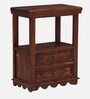 Ojaswi Sheesham Wood End Table in Scratch Resistant Honey Oak Finish With Drawers
