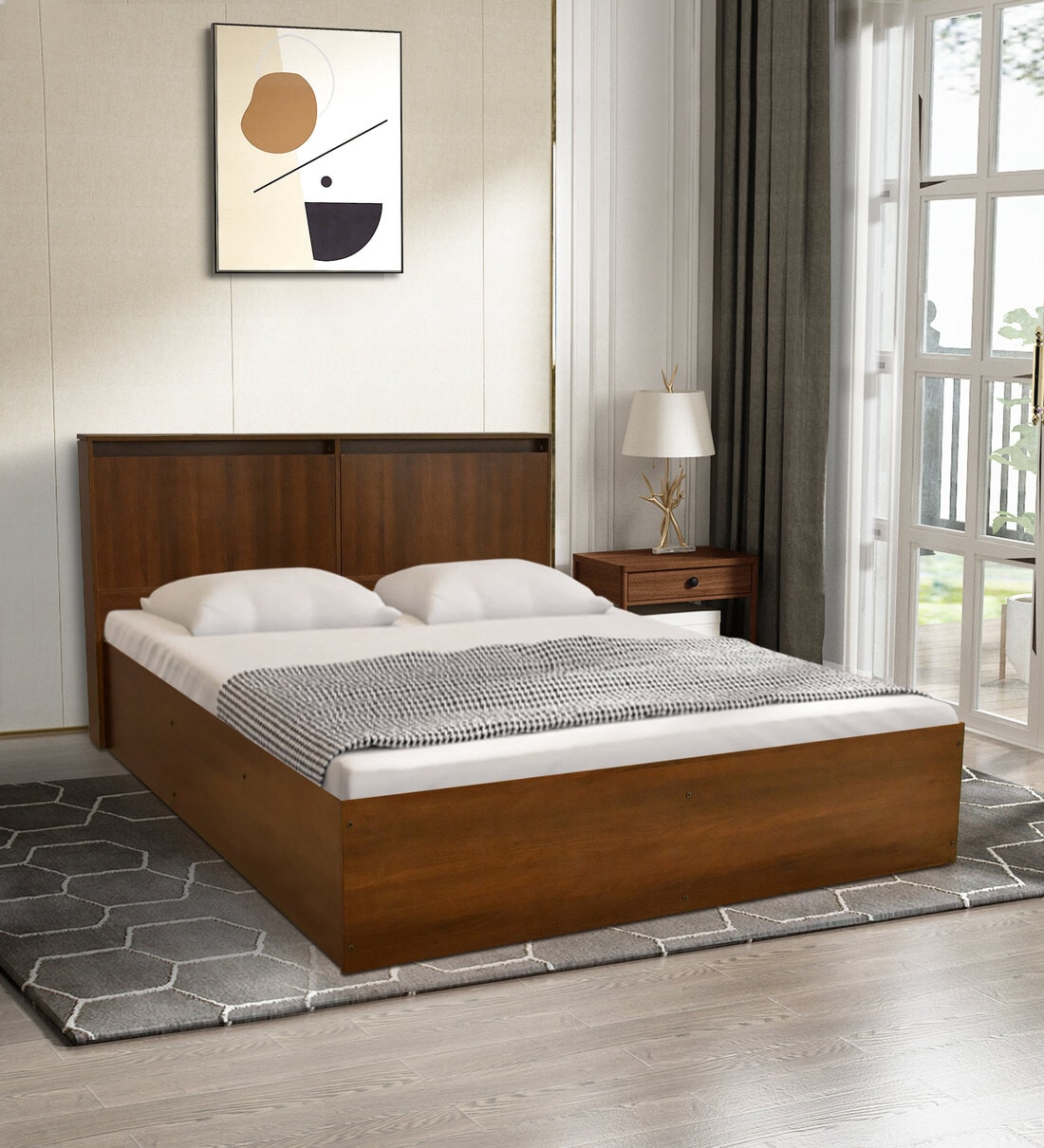 Buy Katana King Size Bed In Acacia Finish With Hydraulic & Headboard ...