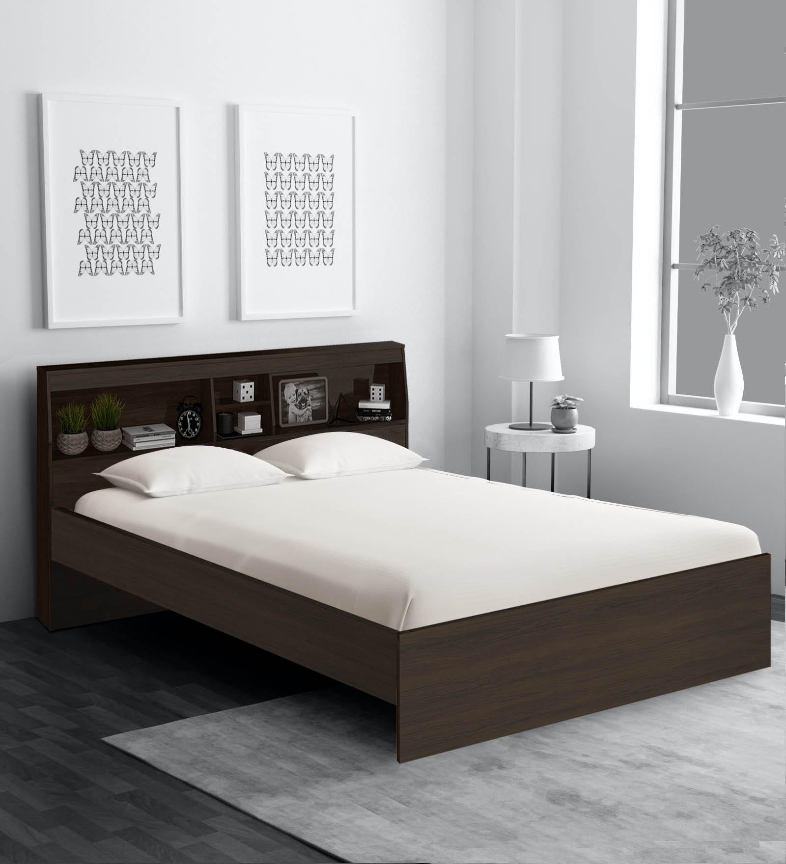 Okinawa King Size Bed in Chocolate Finish with Box Storage