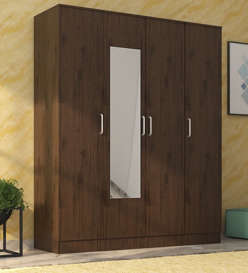 Buy Okinawa 4 Door Wardrobe In Coffee Finish By Mintwud Online 4