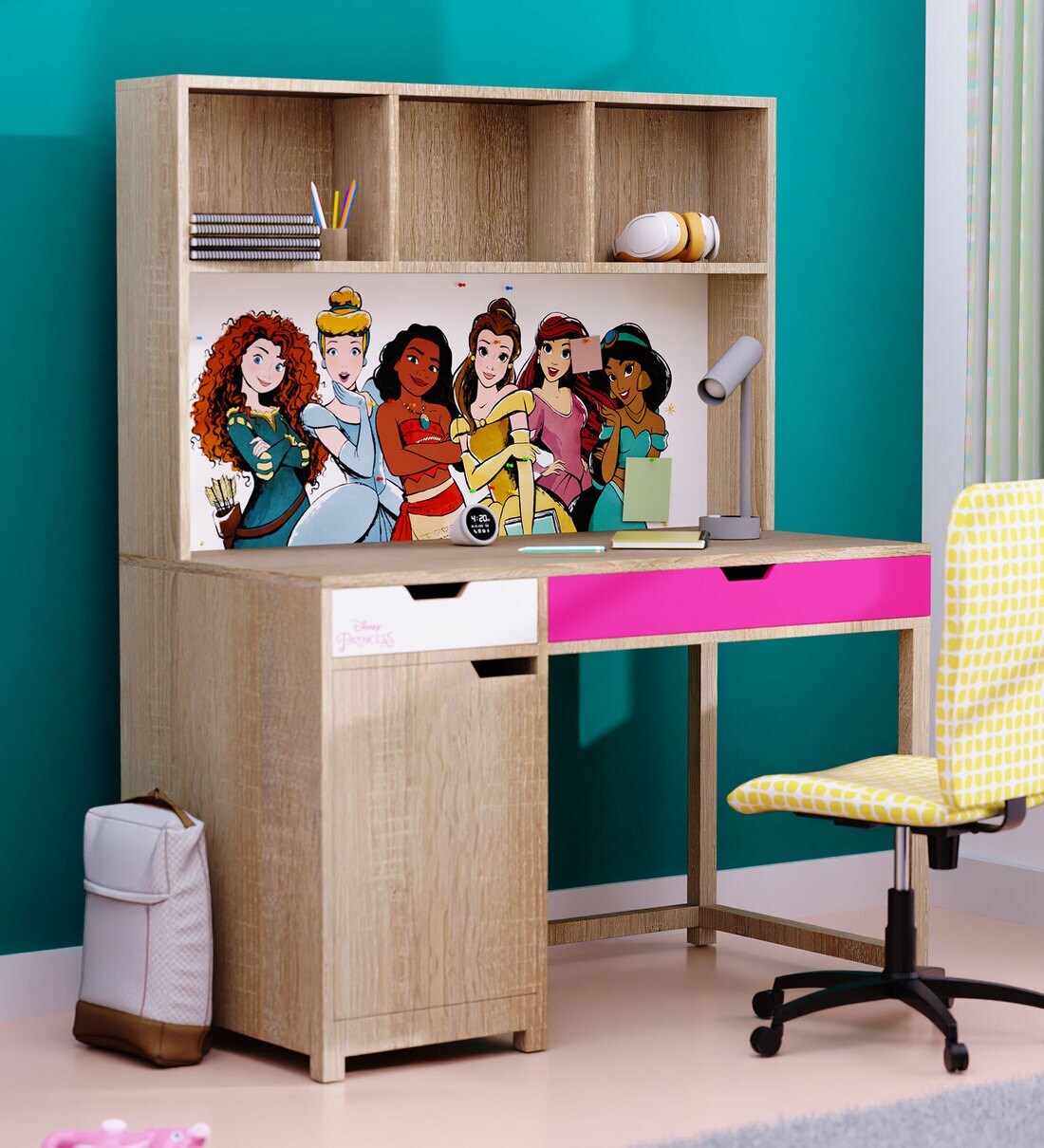 Old Timer Disney Princess Kids Study Table in Oak Finish