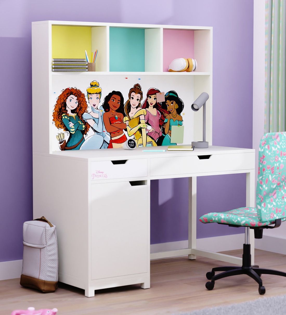 Buy Old Timer Disney Princess Kids Study Table in White Colour at