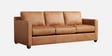 Olive Leatherette 3 Seater Sofa In Tan Colour