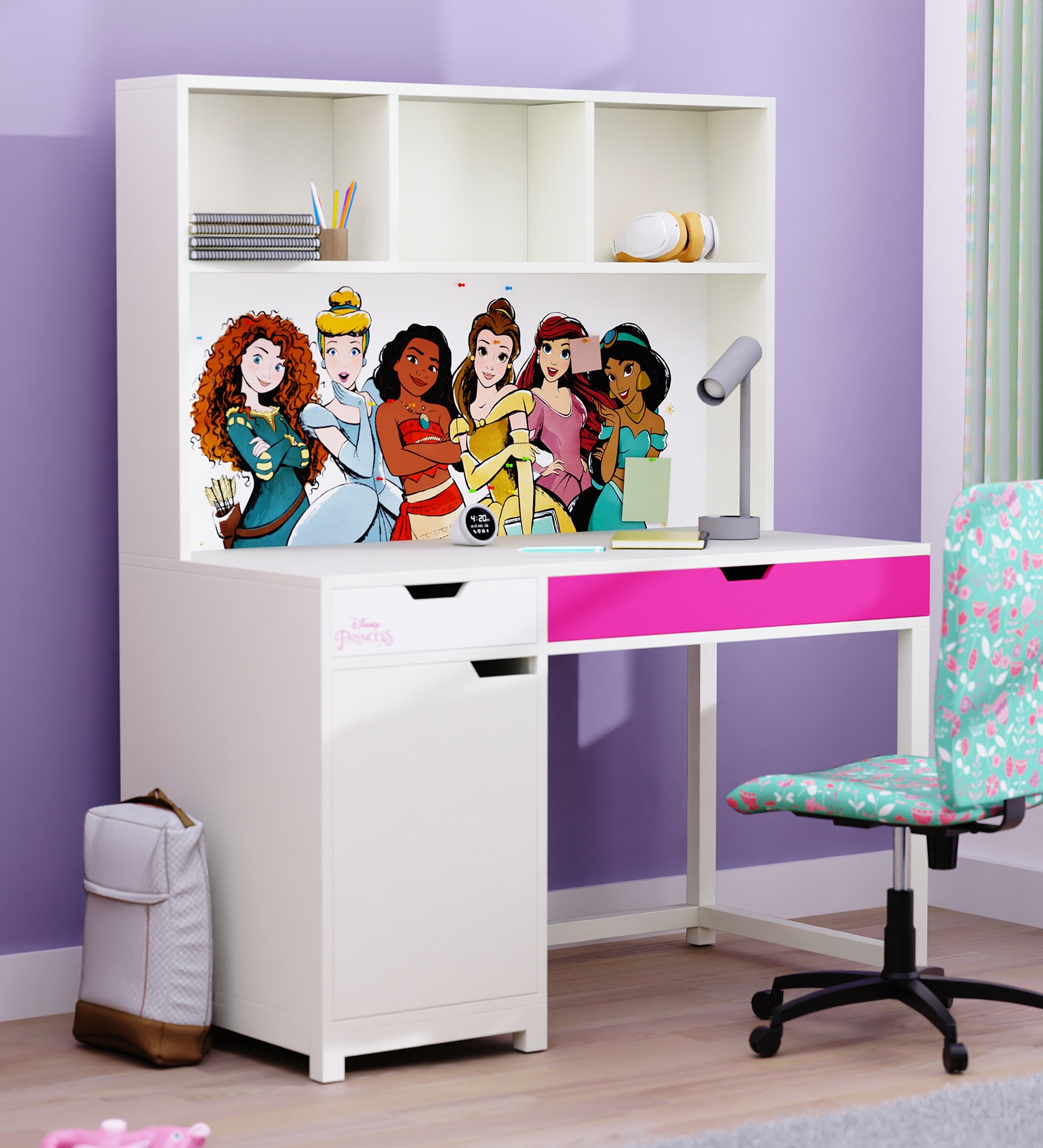 Old Timer Disney Princess Kids Study Table in White Colour