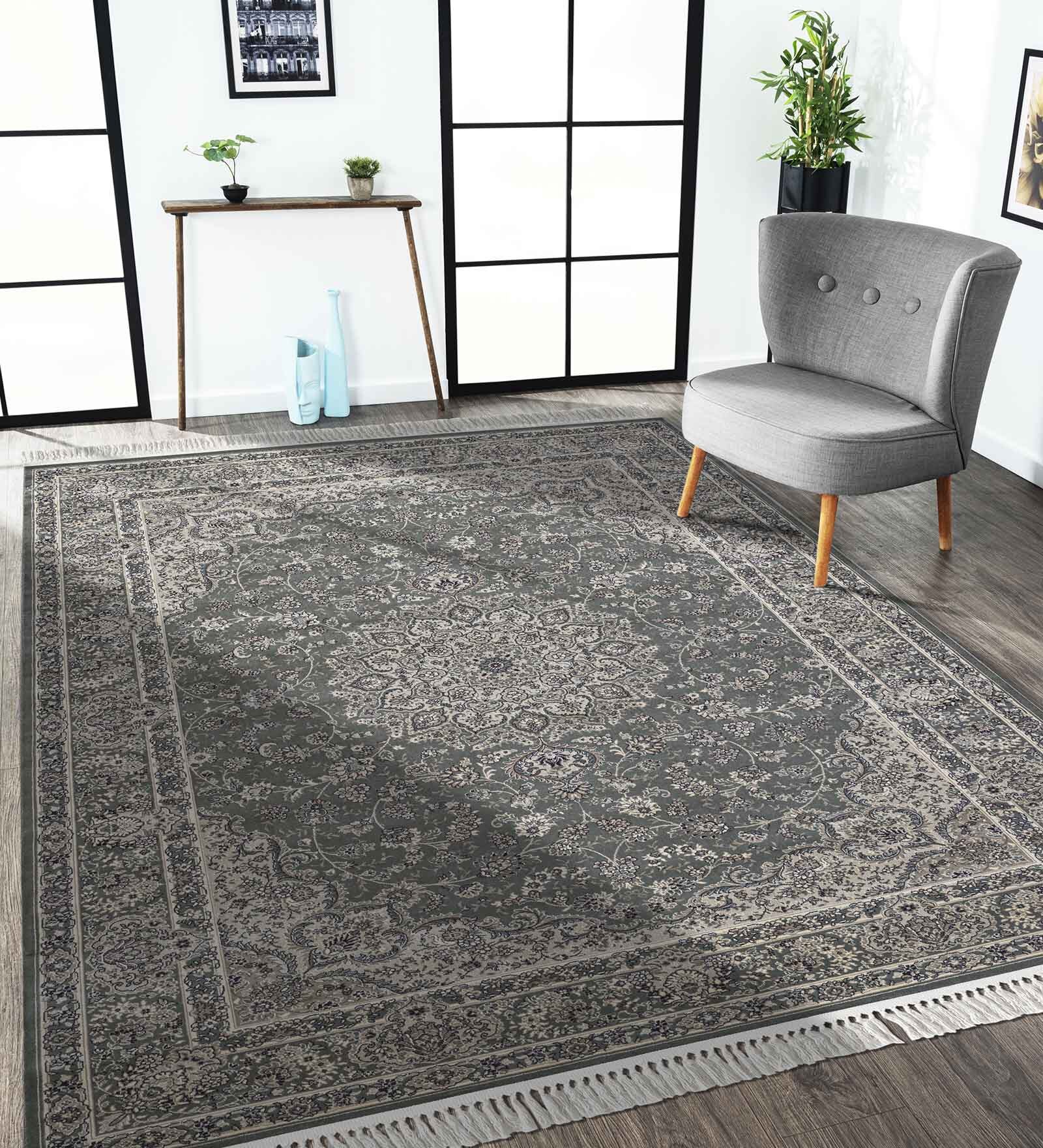 Olive and Beige Persian 3x5 Feet Machine Made Carpet