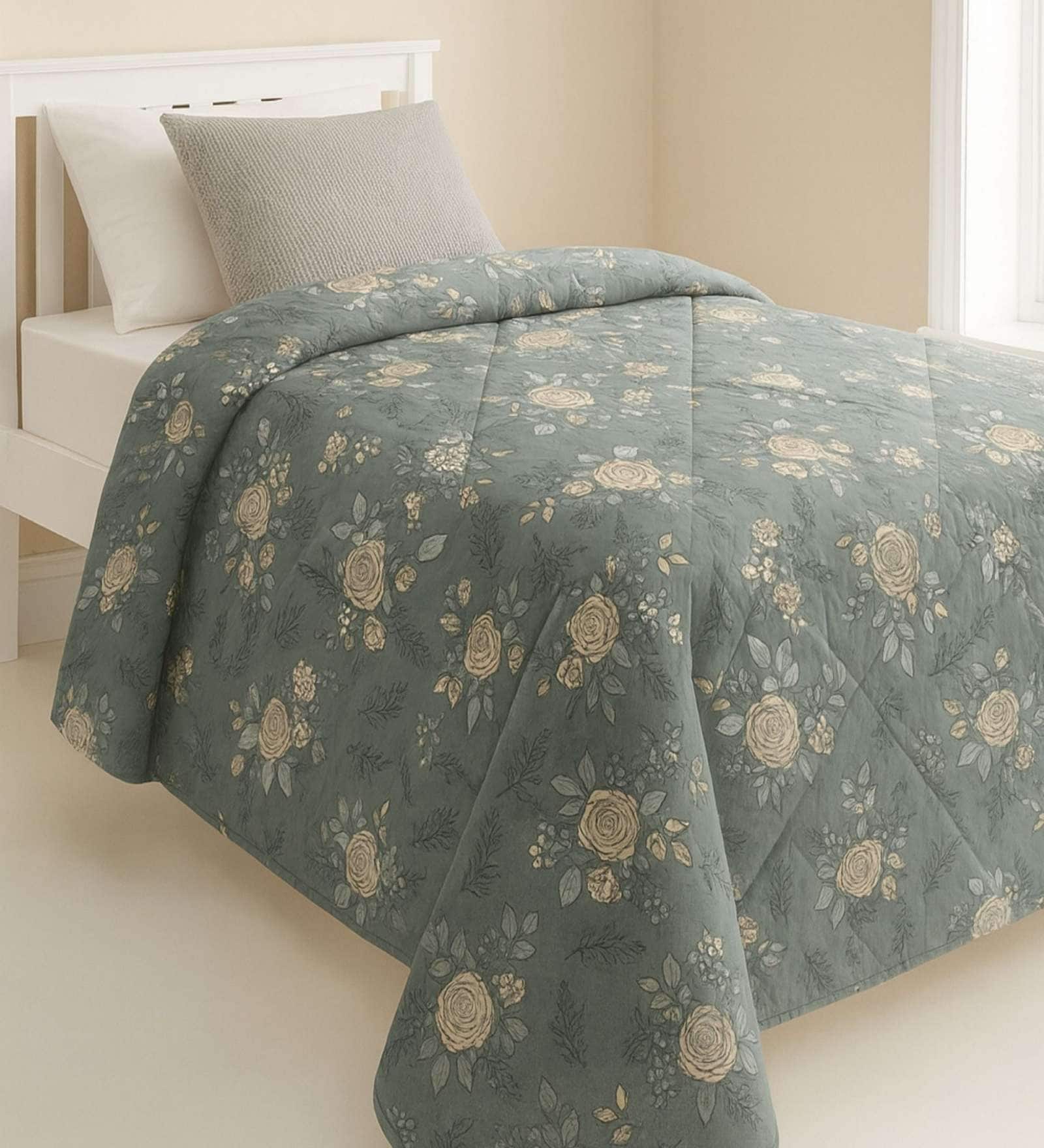 Olive Green Ultrasonic Premium 120 GSM Reversible Ac Single Bed Comforter