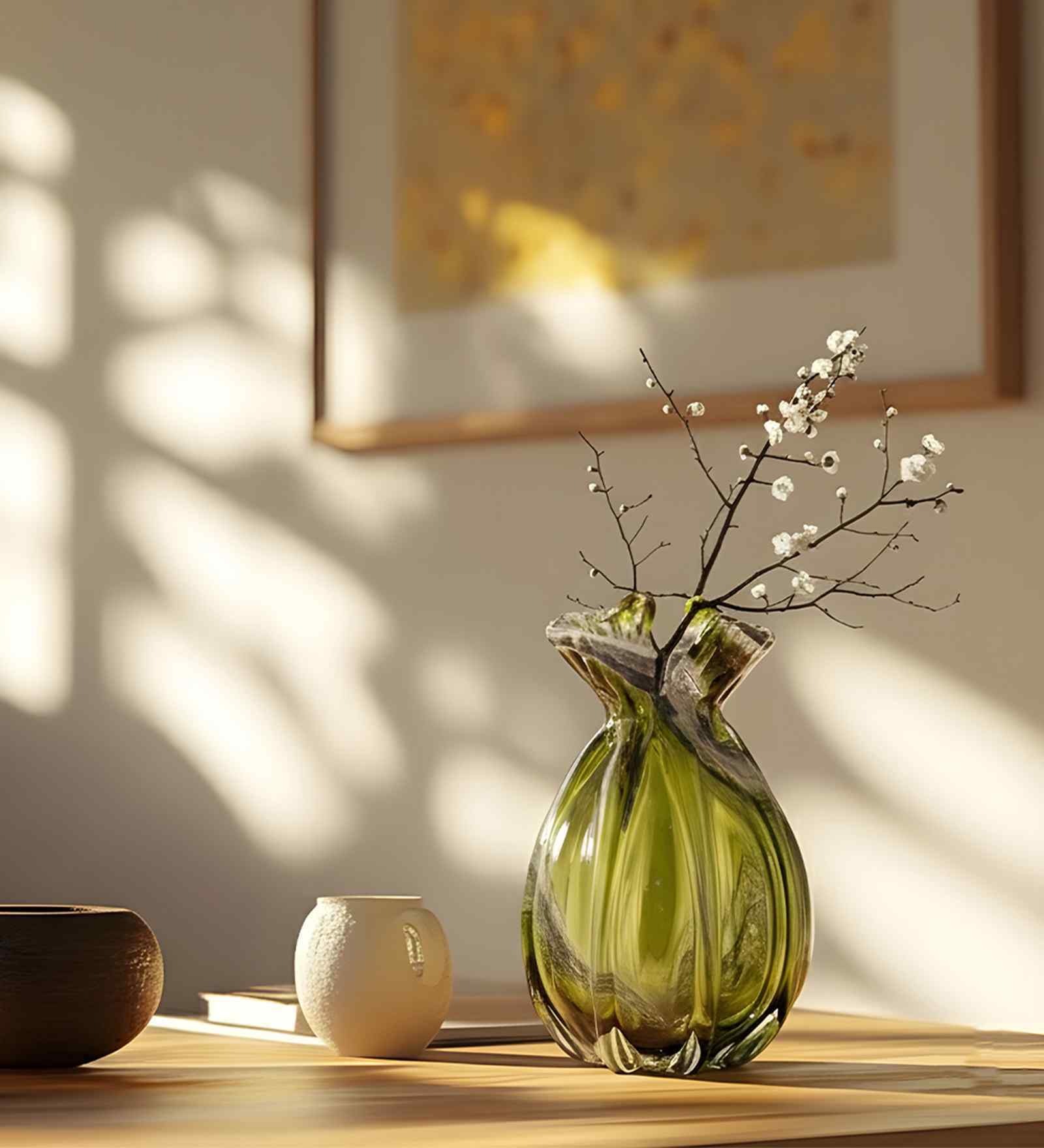 Olive Harmony Glass Vase