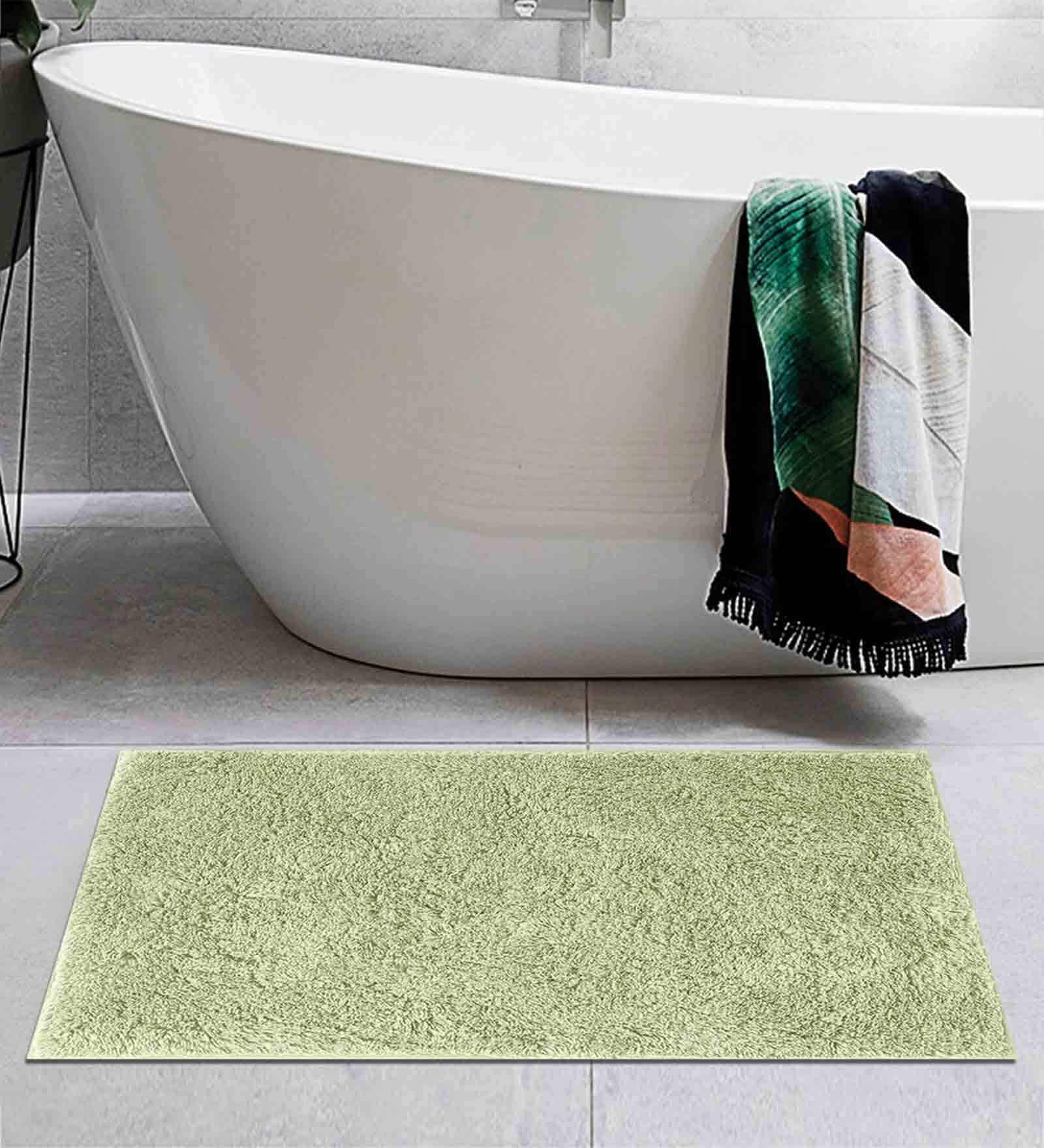 Olive Solid Cotton AntiSkid Bathmat