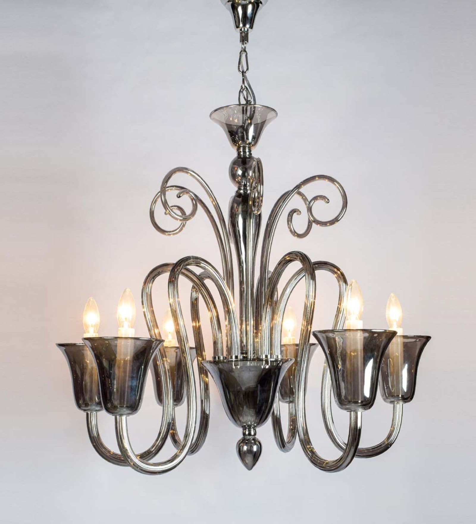 Olivia 6 Arms Glass Chandelier