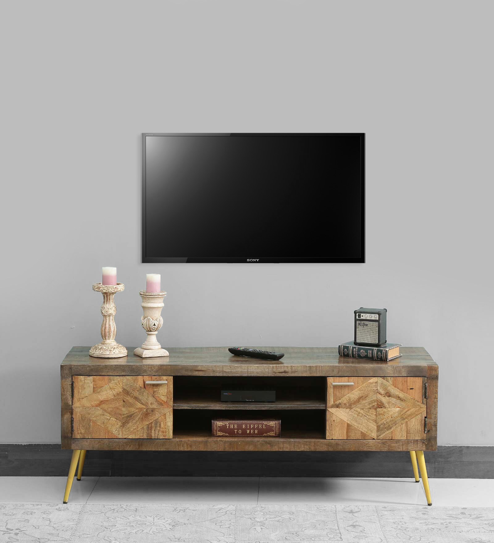 Buy Olivier Solid Wood TV Console In Natural Mango Wood TV Console