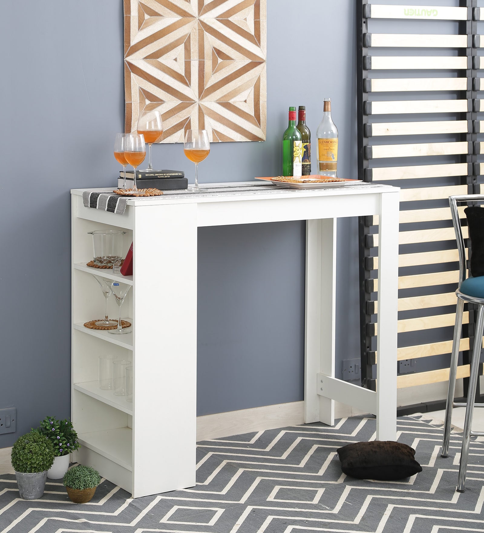 Buy Olivo High Bar cum Dining Table in White Finish at 20 OFF by