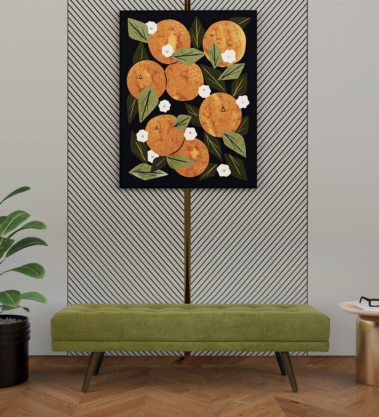 Olympia Fabric Bench in Olive Green Colour