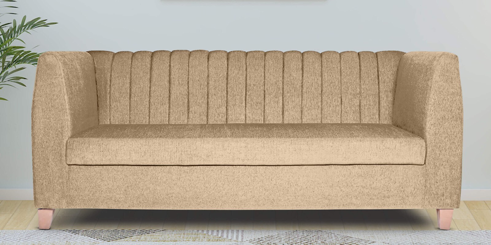 Olibia Fabric 3 Seater Sofa In Light French Beige Colour Olibia Fabric 3 Seater Sofa In Light French Beige Colour