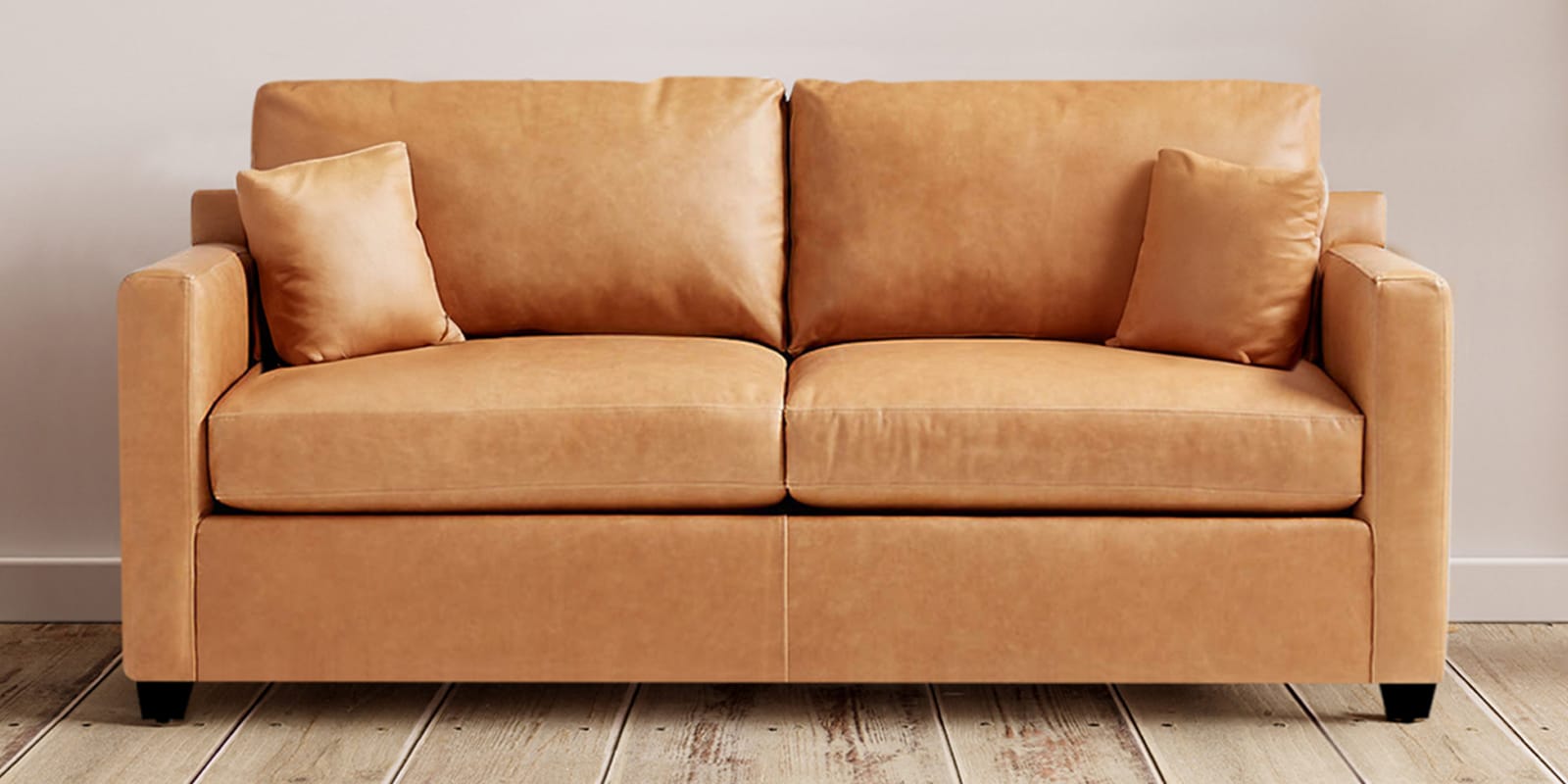 Olive Leatherette 2 Seater Sofa In Tan Colour