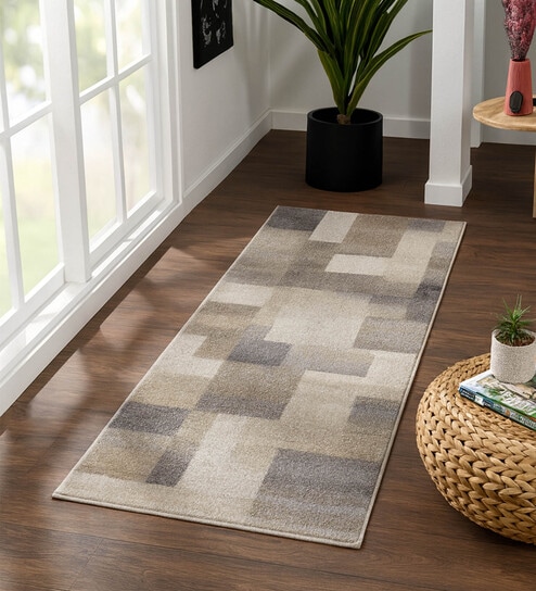 Olive Abstract Polypropylene 5 ft x 2 ft Machine Made Runner