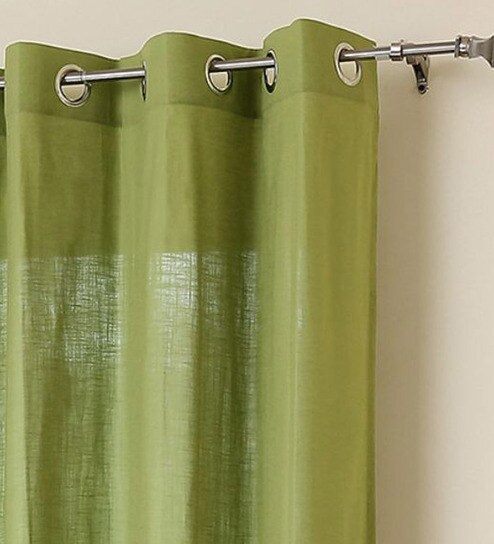 Buy Olive Green Cotton 55 X 84 Inch Irene Organic Linen Look Plain